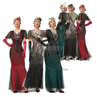 ecowalson Women's Flapper Dress 1920s V Neck Evening Gown Sequin Beaded Maxi Dress for Wedding 20