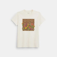 【COACH蔻馳官方直營】棉質花園花卉經典LogoT恤-白色(CQ777)