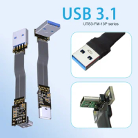 USB 3.1 USB C Female To USB A Male Cable 10G/bps Up Down Angled Aerial Photography Cord Flexible Ribbon FPV Flat Extension Cable