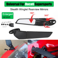 Motorcycle Stealth Winglet Mirrors Side Adjustable Rotating Universal Rearview Mirror For Ducati Supersports