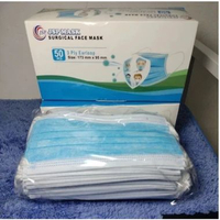 MASKER MEDIS JSP 3 PLY 33PLY SURGICAL MASK EARLOOP ISI 50 PCS TEBAL - BIRU 50pcs