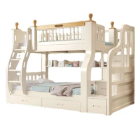 Solid wood bunk bunk high and low small apartment, all solid wood bunk multi-bed children m