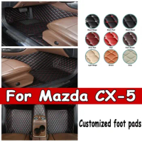 Car Floor Mats For Mazda CX-5 CX5 KF 2017~2023 Leather Luxury Mat Rugs Carpet Full Set Auto Interior Parts Car Accessories 2018