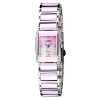 iwatch 方形粉紅晶鑽陶瓷腕錶-粉/19mm