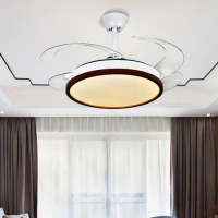 Decorative lighting indoor chandeliers 42'' inch smart hidden blades remote control ceiling fan with light wall lamps