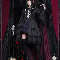 Akemi Homura Cosplay Anime Puella Magi Magica Girl Cosplay Akemi Homura Costume Women Fashion Black Lolita Dress Halloween