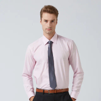 【ROBERTA 諾貝達】日本素材 台灣製 高級質感 純棉紳士長袖襯衫(粉紅)