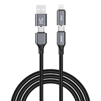 สายชาร์จเร็ว PD 240W 4-in-1 USB-C / Lightning สายชาร์จไว สายถัก รุ่น K4IN1-02 (สีดำ)