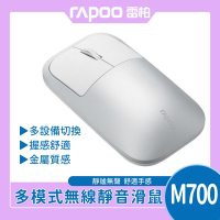 【rapoo 雷柏】典雅系M700多模無線靜音滑鼠_銀白