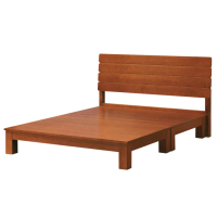 【BODEN】奧納斯6尺雙人加大柚木色實木床組/床架(床頭片+床底)