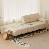 Convertible Modular Sofa Bed Foldable Ergonomic Minimalista Zipper Sofa Wood Legs Mattress Canape Salon Living Room Furniture
