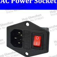 China products 10pcs 3 in 1 Fuse switch socket with light Red,AC power socket Plug 3Pin 10A 250V