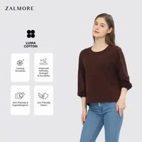 Zalmore Women Balloon Sleeve Top Premium LUMA Cotton - Atasan Wanita Lengan Balon Lembut Ringan Seju