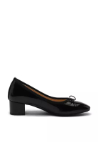 SAPPUN Retive Enamel Ribbon Pumps Heels (4cm) - Black