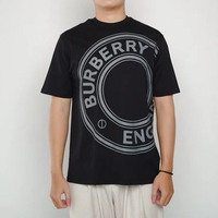Kaos BURBERRY ELLISON BIG ROUND LOGO GREY BLACK TSHIRT 100% ORIGINAL Size L