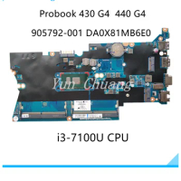 DA0X81MB6E0 For HP ProBook 430 G4 440 G4 Laptop Motherboard With i3-7100 i5-7200U i7-7500U CPU 905792-001 905792-601 100% Tested