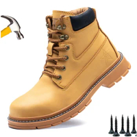 2024 JUBANG Martin Boot Style Work Shoes for Men Women Big Size 48 Workplace Construction Industrial Mid Cut Steel Toe Safety