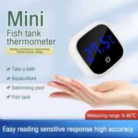 Aquarium Self-Adhesive Thermometer LCD Digital Fish Tank Mini Thermometers Large Screen Monitor Terrarium Temperature Meter0-60℃