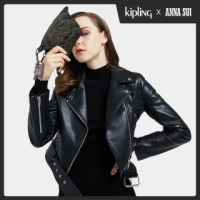 【KIPLING】Kipling x ANNA SUI 華麗黑蝴蝶壓紋拉鍊大開口手拿包-ART POUCH MINI