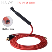 4M/6M WP26 Quick Connect TIG Welding Torch Gas-Electric Integrated Red Rubber Hose Cable Wires 35-50 Euro Connector 13.12FT