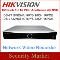 Original English Hikvision NVR DS-7716NXI-I4/16P/S And DS-7732NXI-I4/16P/S 16/32 CH 1U 16 POE AcuSense 4K NVR