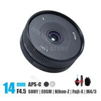 ROCKSTAR 14mm F4.5 Ultra wide angle Lens for Sony E Nikon Z Fuji X Canon EOS-M M4/3 mount Cameras A7R3 GH4 XT3 M50 APS-C Lens