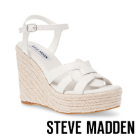 STEVE MADDEN-WITTY 麻料厚底高跟涼鞋-白色