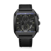 Jam Tangan AC Chronograph Pria 6617 Rubber / Leather / Kulit Original Garansi Resmi LEATHER BLACK IV