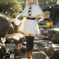 New Anime TV Frieren at the Funeral Cosplay Magic Elf Girls Dresses Cloak Ears Belt Socks Earrings Halloween Comic Con Costumes