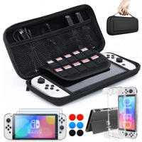 For Nintendo Switch OLED Model Carrying Case, 9 in 1 Accessories Kit for 2021 Nintendo Switch OLED Model