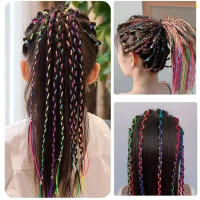 Dây Buộc Tóc Thời Trang, Màu Gradient Đầy Màu Sắc, Ruy Băng Tóc Bện Cầu Vồng, Dây Buộc Tóc, Dây Buộc