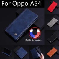 For Oppo A54 Case Cover button Magnetic Card Flip Leather Phone Shell Book For Oppo A54 OppoA54 A 54 A54S 4G 5G Case Back skin