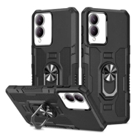 Shockproof Armor Case for VIVO Y17S Soft Silicone+PC Metal Ring Stand Phone Back Cover for VIVO Y17S