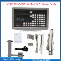 SINO SDS6-2V Metal Casing DRO 2 Axis Lathe Digital Readout and 5micron KA300 Linear Scale KA500 Glass Encoder