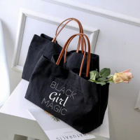 Black Girl Magic Printed Women Lady Personalized Canvas Tote Bag Book Bag Handbag Work Bag Shopping Bag Beach Bag Dropshipping