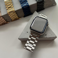 適用於 Apple Watch S9 S8 Ultra 2適用 頂級三株不銹鋼錶帶 實心鋼材 S7 SE 蘋果錶帶