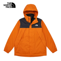 【The North Face 官方旗艦】北面男款橘色防水透氣舒適保暖連帽三合一外套｜89B1RMI