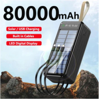 80000mAh Solar Power Bank Portable Solar Charger External Battery Pack for iPhone Huawei Xiaomi Samsung Powerbank with LED Light