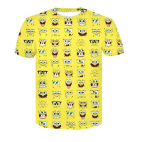 Summer short sleeve SpongeBob T-shirt 3D digital print mens short sleeve t-shirt