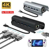 1PC For ASUS ROG Ally Docking Station 4K HD 60HZ Game Console Base Stand USB Type-C Hub PD Charging Gigabit Ethernet