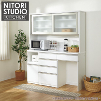 ◎組合式櫥櫃 電器櫃 LIGARE 160公分 白色 玻璃滑門 NITORI宜得利家居