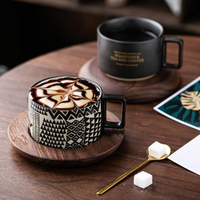 創意美式咖啡杯碟勺 INS風小奢華水杯子套裝 個性潮流馬克杯定制 全館免運館