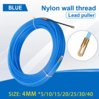 4mm 5-40M Tape Puller Extractor Guide Device Blue Nylon Wall Wire Lead Wire Puller Cable Electrician Spring Puller Lead