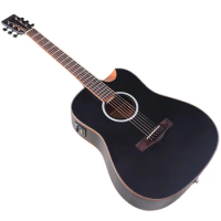 Black Electric Acoustic Guitar 6 String 41 Inch Folk Guitar Natural Color Cutaway Design Electric Guitar With Guitar Bags