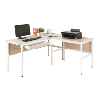 【DFhouse】頂楓150+90公分大L型工作桌+1抽屜電腦桌-白楓木色