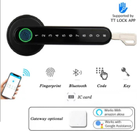 Bluetooth Lock TTLOCK Smart Home Door Lock Alexa Google home Biometric fingerprint lock Electric Handle Lock Wooden door