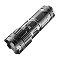 Type-C Rechargeable Zoomable LED Flashlight Outdoor Camp Light Adjustable Focus Beam Laser Beam Red Night Tail Light