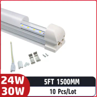 10pcs/lot 5ft 1500mm 24w 30w AC85-265V input Led Fluorescent lamp For Home Lighting T8 integrated led tube