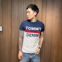 美國百分百【全新真品】Tommy Hilfiger T恤 TH 男 Logo 短袖 T-Shirt 拼色藍白紅 BB82