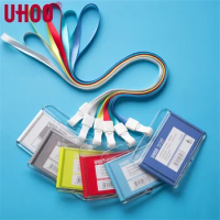 New Uhoo 6027 Acrylic Work Id Card Holder Exhibition Business Name Badge Card Holder with Quality Neck Lanyard Badge Cover Case